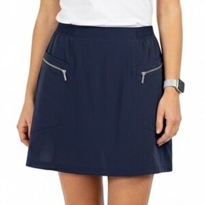 Chico's Zenergy UPF Neema Rib-Mix Navy Blue Skort 2.5 Large 14 Zipper Golf